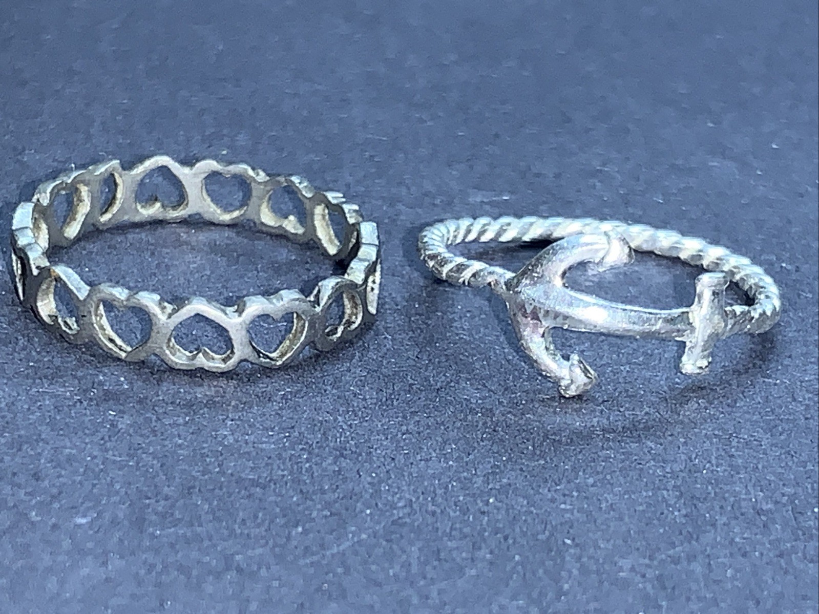STERLING SILVER 925 Lot Ring HH60 Sz 6 Anchor Jesus Cross Hearts Love Ocean