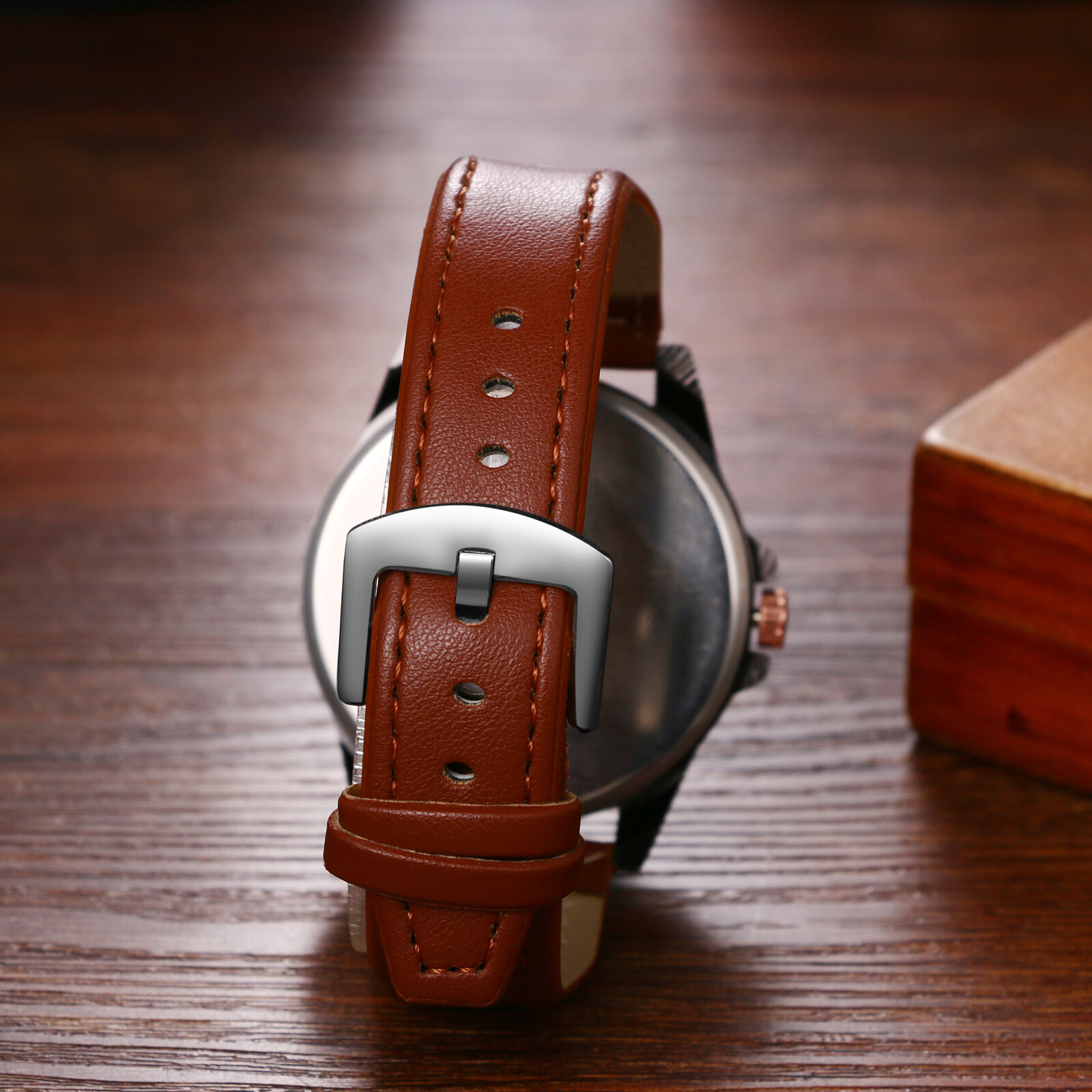 Casual Business Mens Easy Reader Big Dial Leather Band Quartz Analog Wrist Watch
