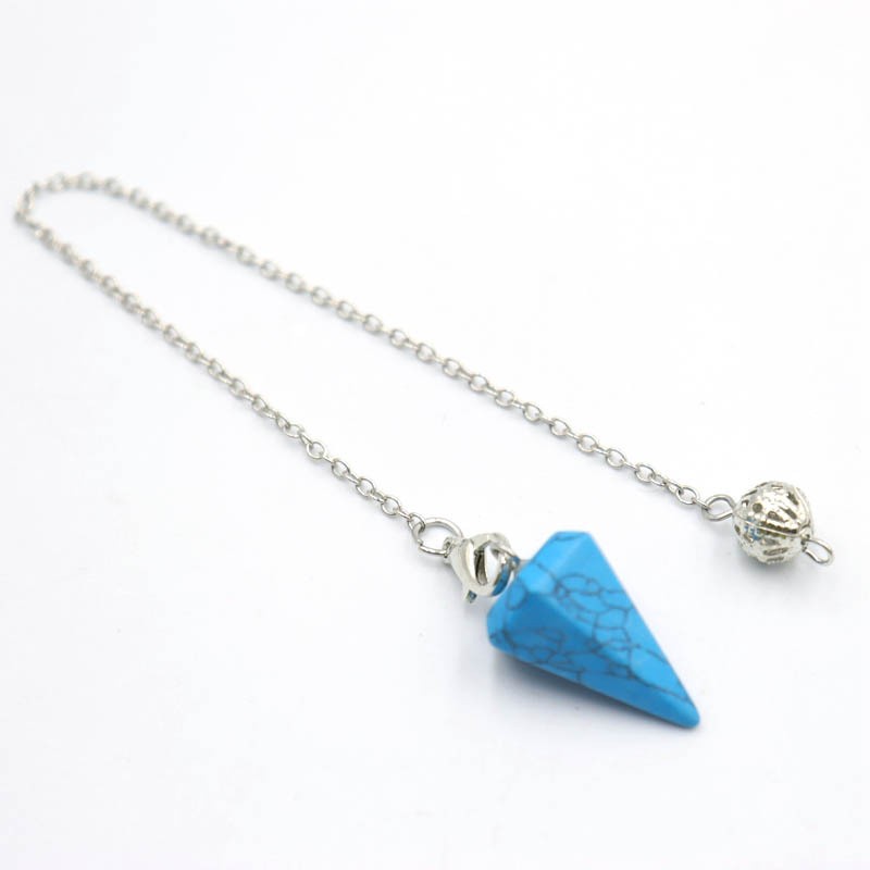 Crystal Natural Gemstone Healing Energy Cone Hexagonal Point Pendulum Pendant