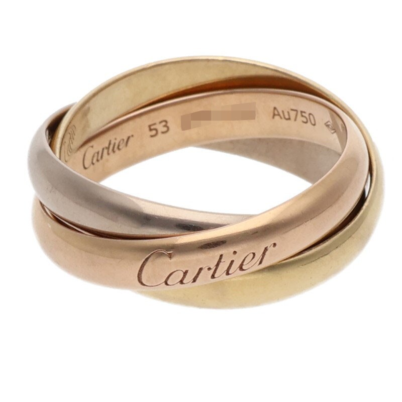 Cartier #53 US6-6.25 Trinity Classic K18YG PG WG Ring 5878