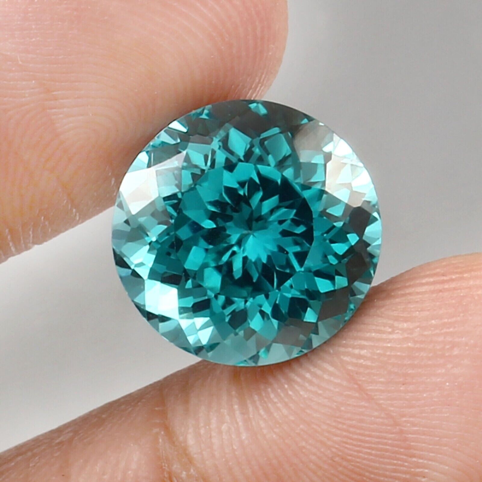 Certified 12.5 Ct Natural Ceylon Blue-Green Sapphire Round Cut Loose Gemstone