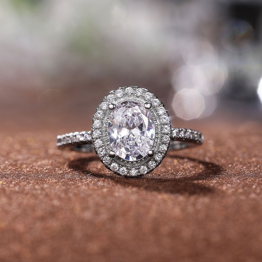 4 Ct oval cut real moissanite wedding engagment ring 14k white gold plated