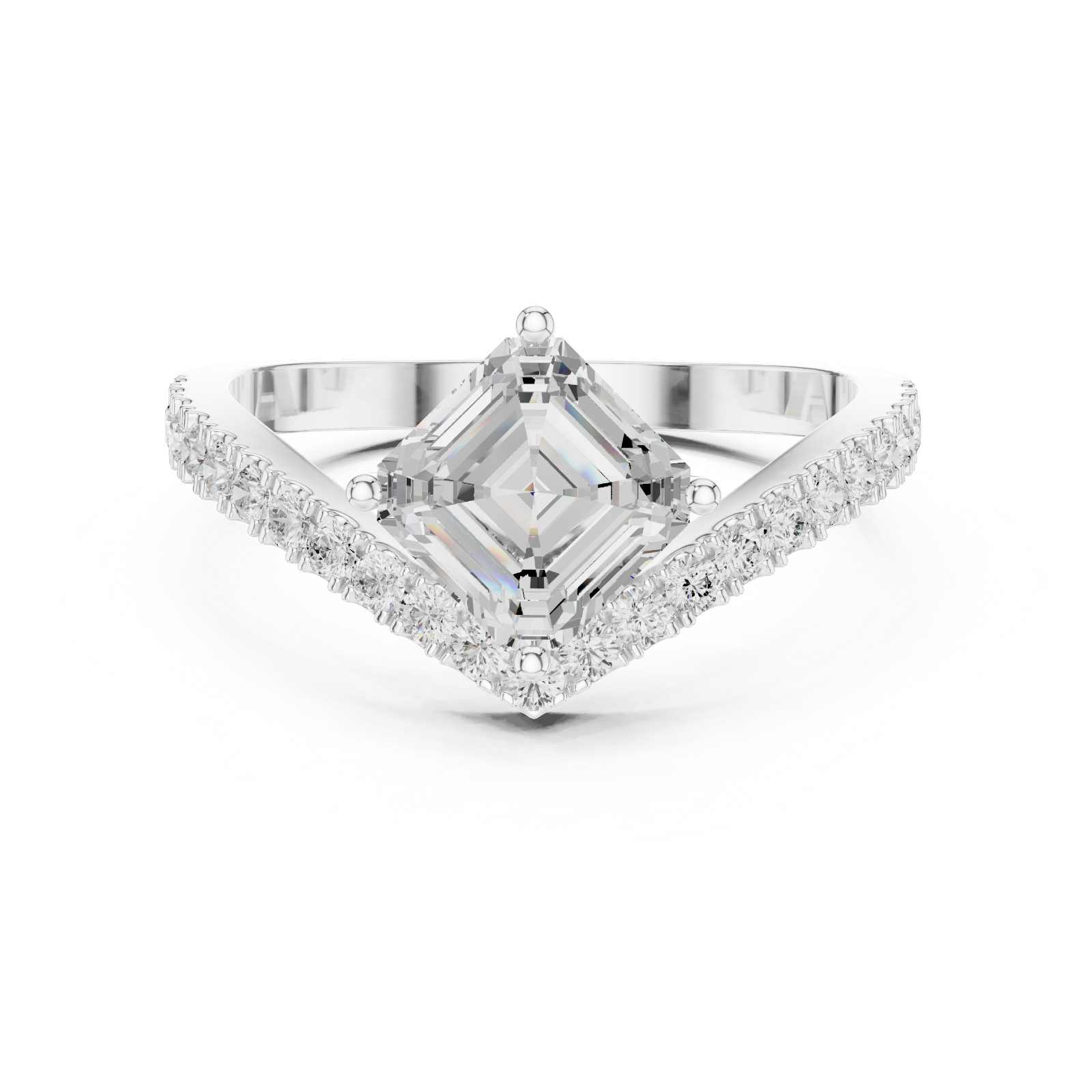 Asscher Certified 1.2 Ct Lab Grown Diamond Promise Engagement Ring 14K Gold Over