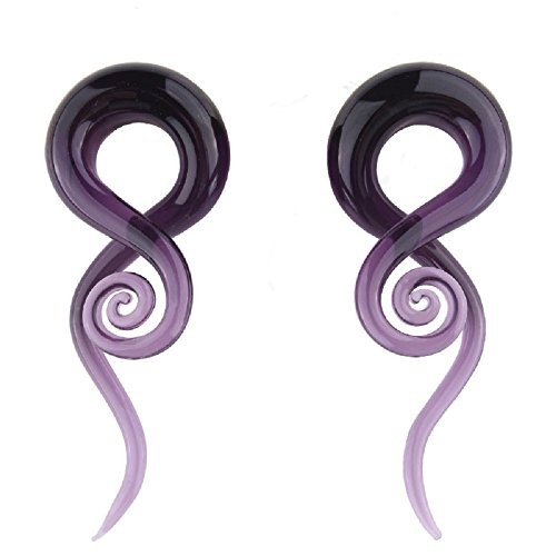 2Pcs Purple Ear Glass Spiral Tapers Plugs Tunnels Expander Hanger 00g(10mm)