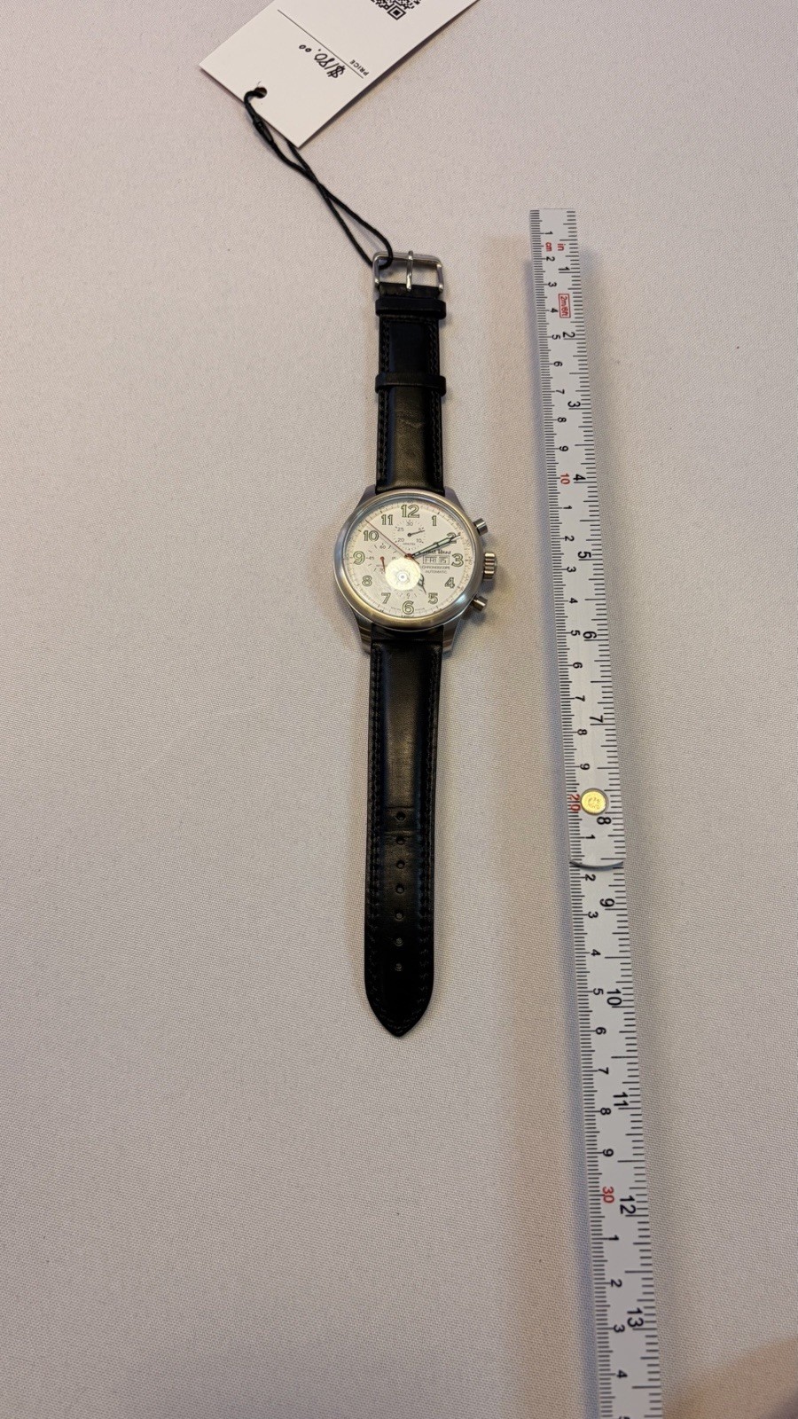 Ernst Benz Chronoscope Automatic Chronograph White Dial Black Leather Strap 43mm
