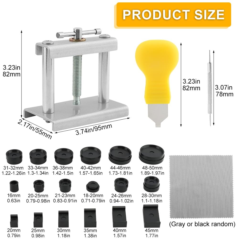Trasylph Watch Press Tool Set – Case Closer with 18 Molds, Silver Color