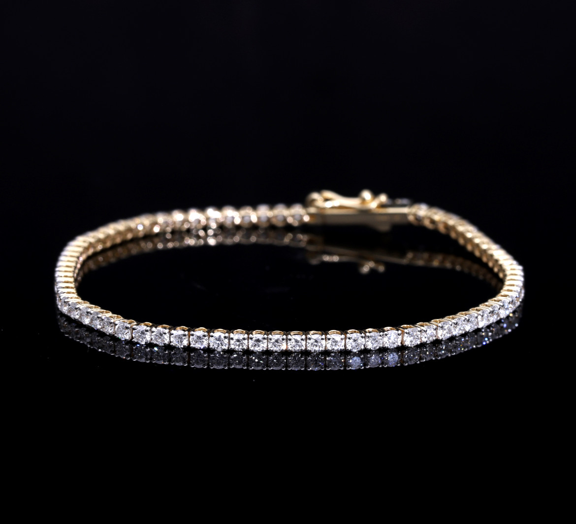 2-10 Ct VS Round Lab Grown Diamond Tennis Bracelet 7″ 14k Solid Gold (D-E Color)