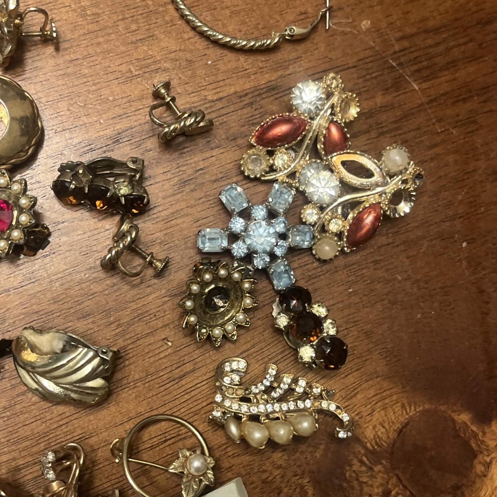 Vintage Estate Costume Jewelry LOT Timex CORO Watch & Earrings Melba Brass