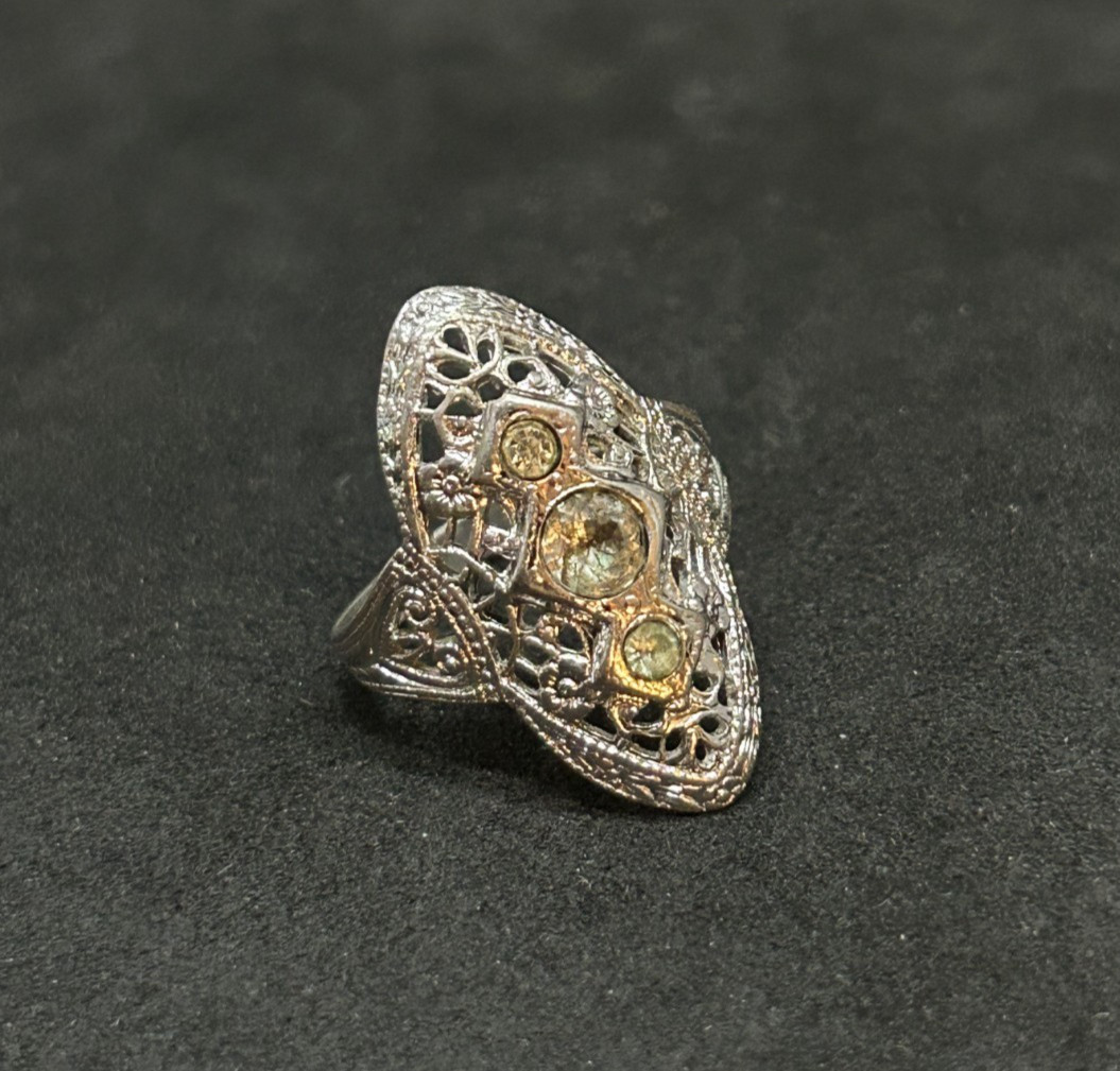 Sterling CZ Vintage Ring 24.7mm Sz 5.5 – 2.18g