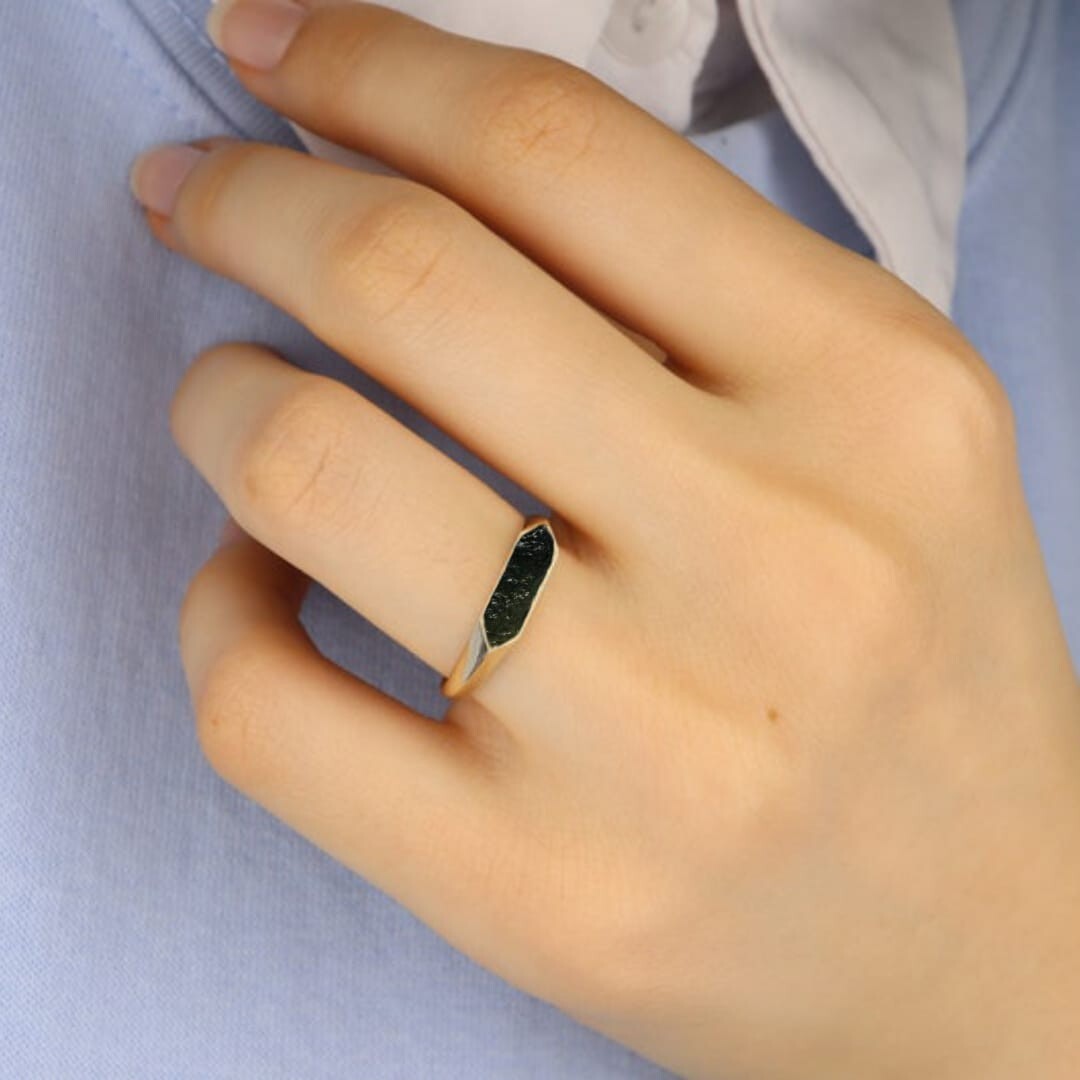 Natural Moldavite Ring 925 Sterling Silver Handmade Women’s Jewelry size 4 to 11