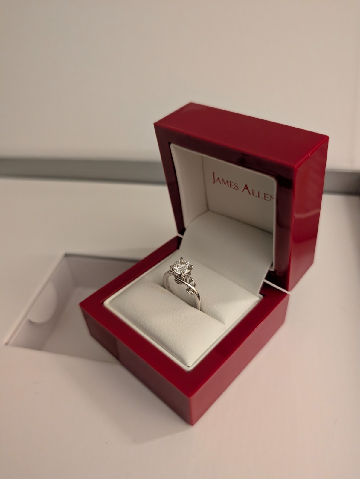 JamesAllen engament ring, 18k white gold, 1.19 ct round lab created