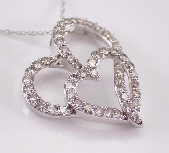 1.80Ct Round Real Moissanite Women’s Heart Pendant 14K White Gold Silver Plated