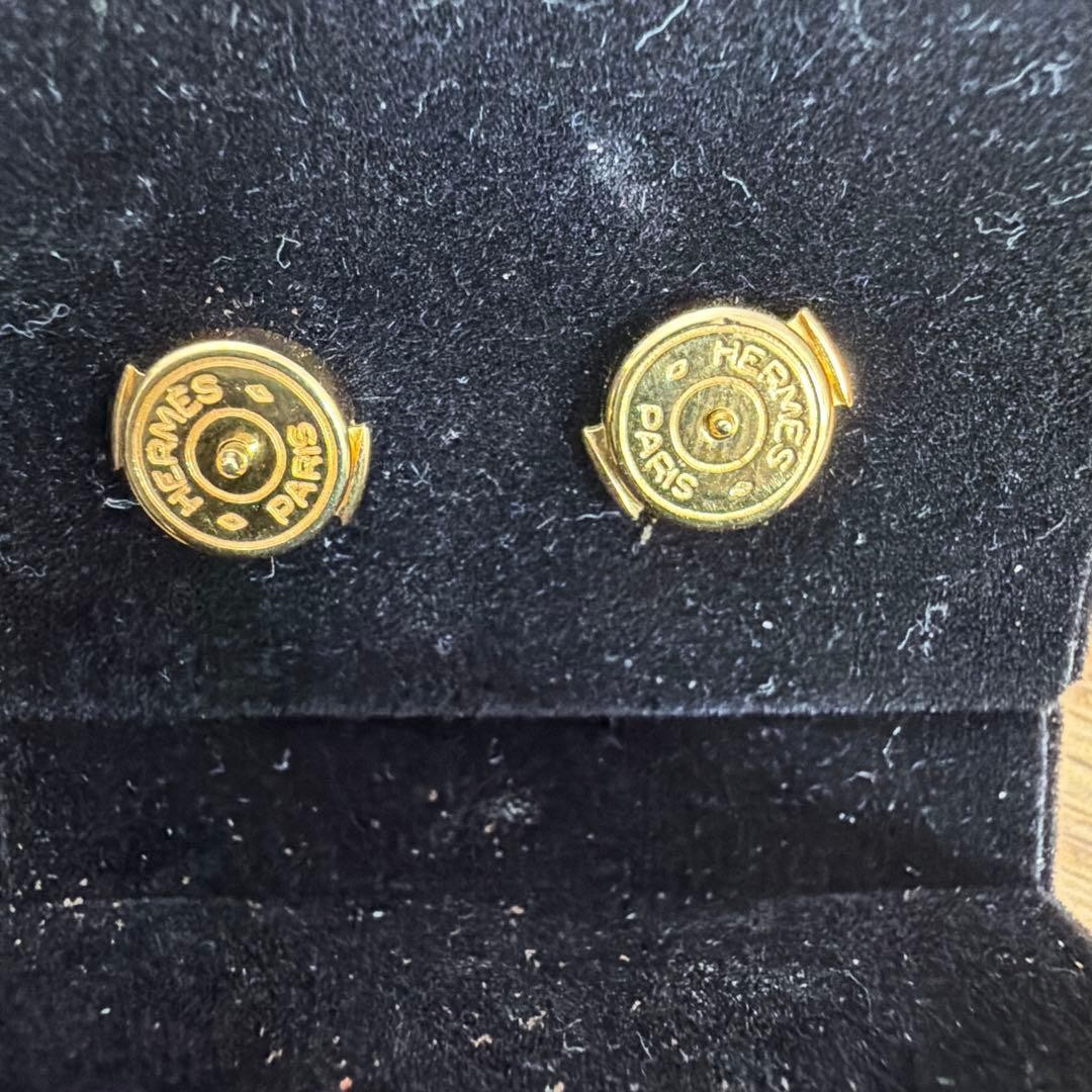 HERMES Orange H Logo Earrings