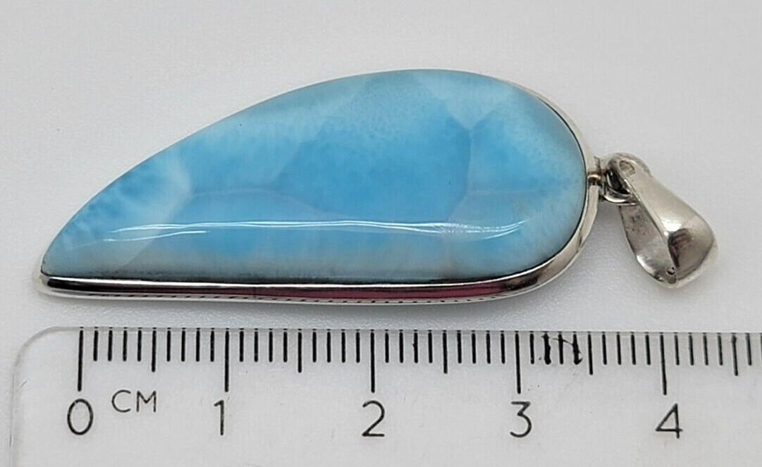 GENUINE Dominican Larimar Pendant 925 Sterling Silver Natural Stone 7.71 Grams