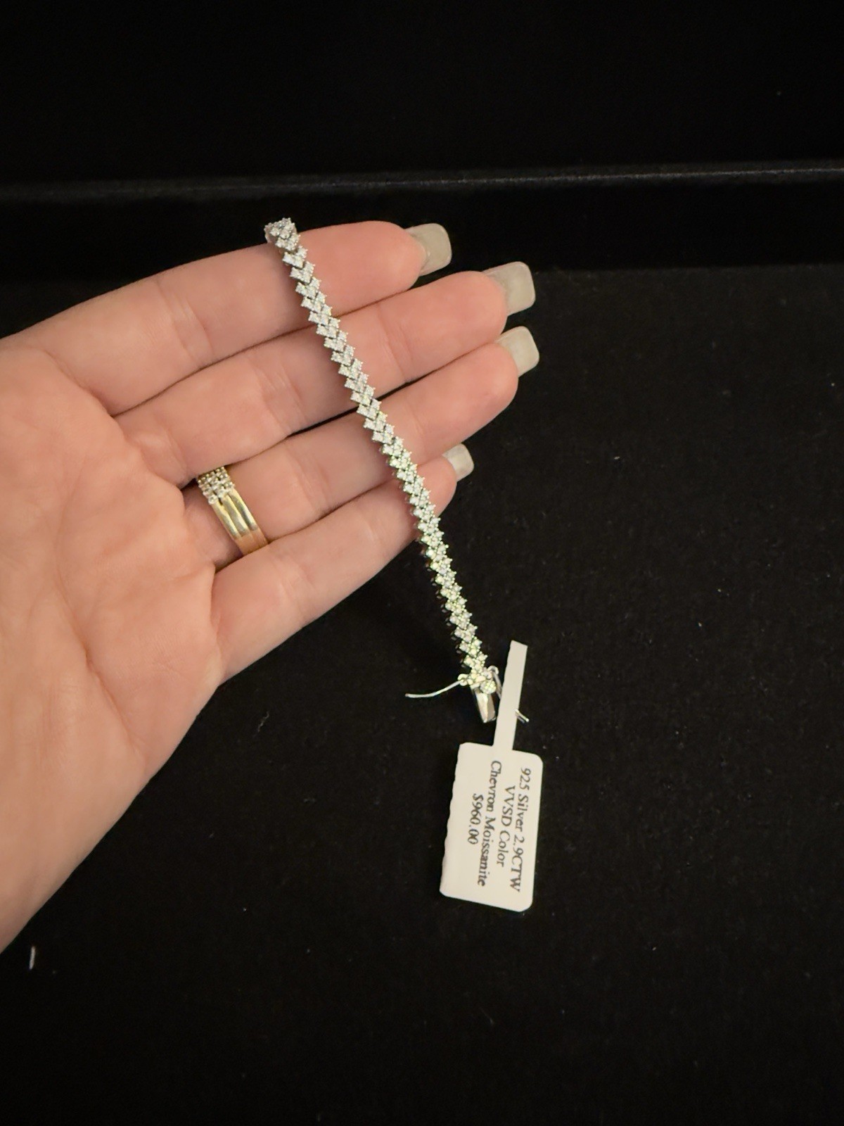 5mm 8in Genuine Moissanite Chevron Tennis Bracelet 2.9CTW~Retails$ 960.00