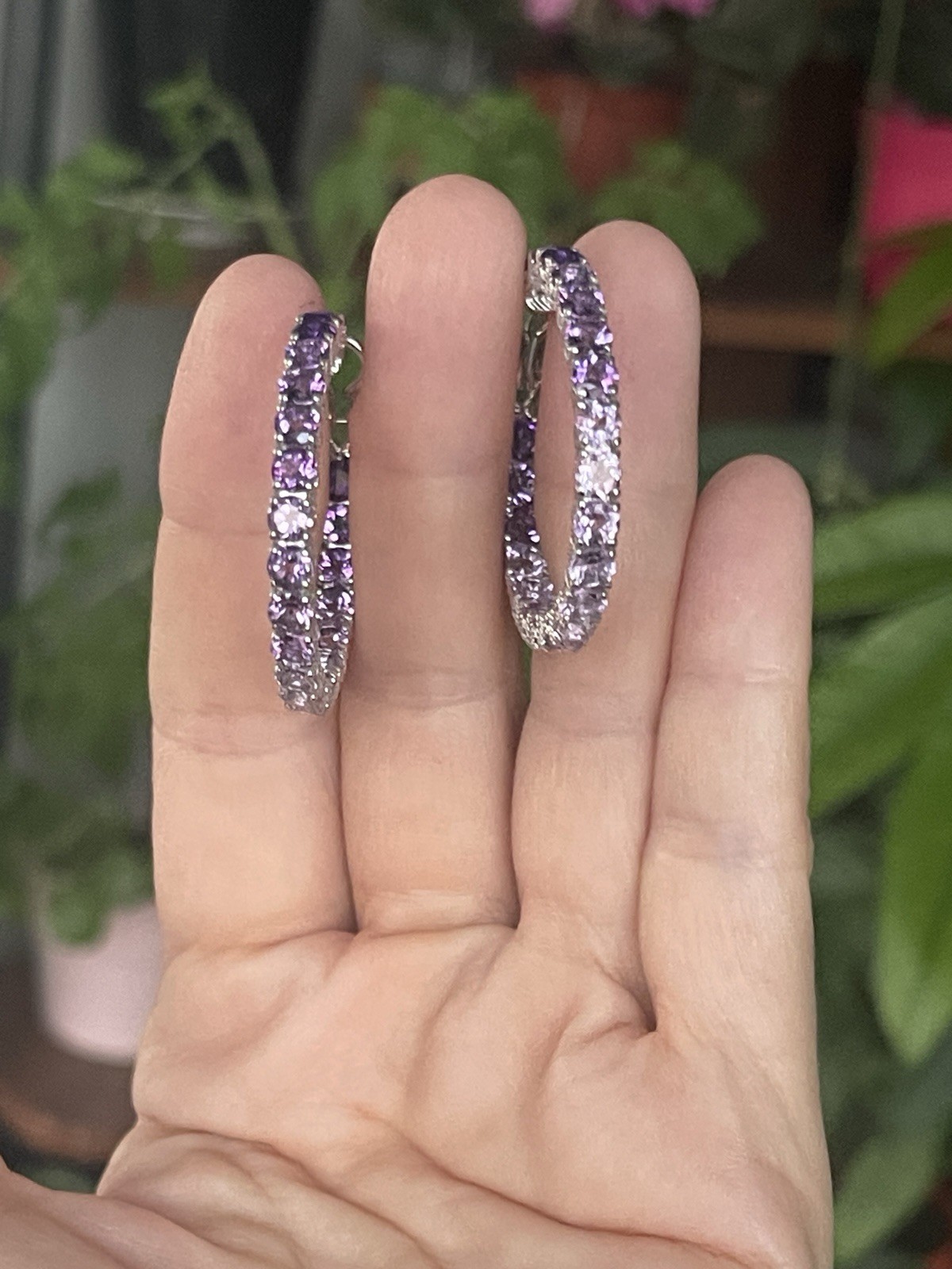 JUDITH RIPKA 925 SILVER Ombré Purple Amethyst Hoop EARRINGS