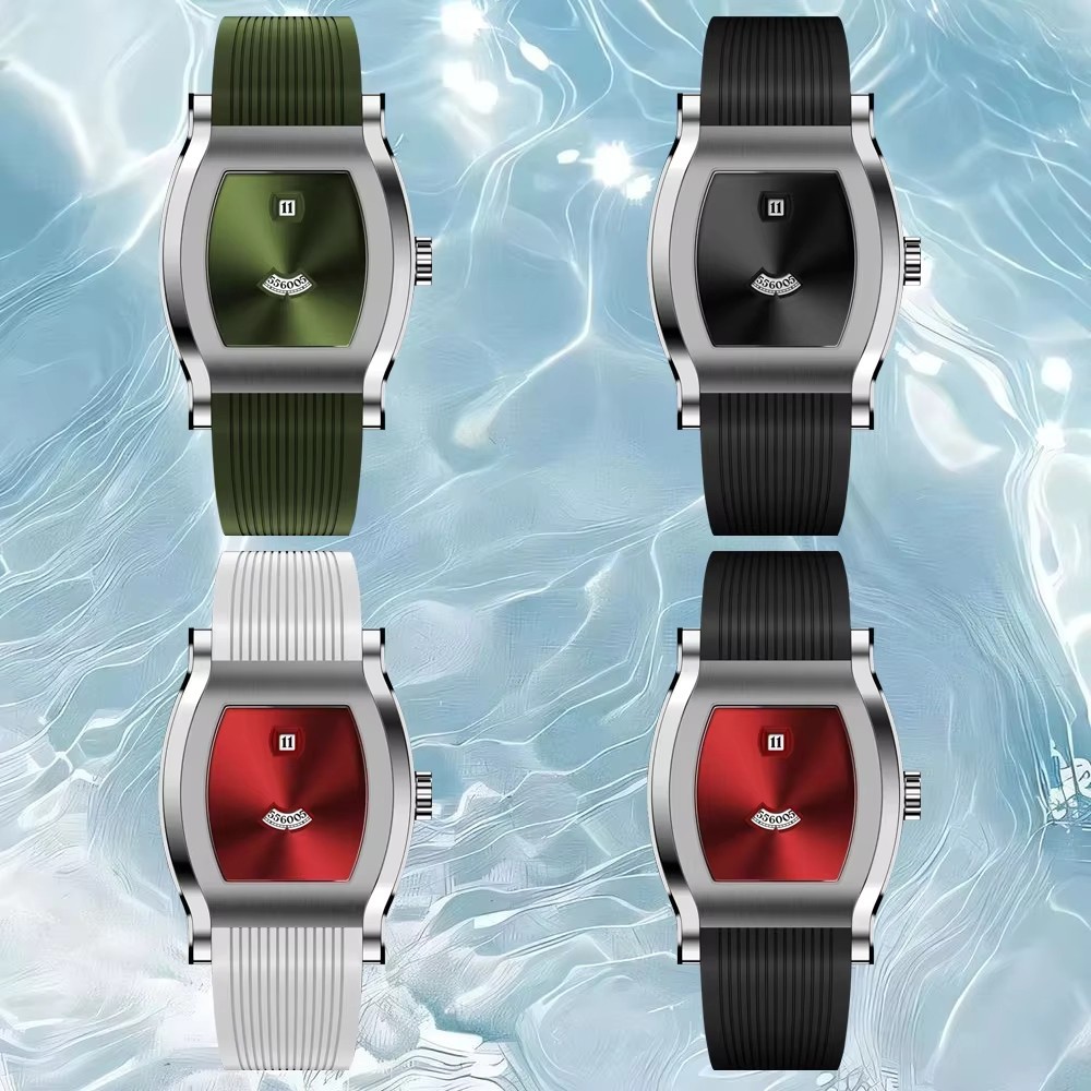Men Jump Hour Automatic Mechanical Watch Sapphire Glass Rubber Strap Waterproof