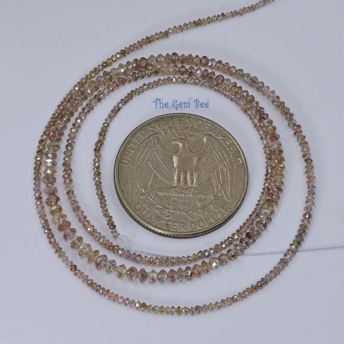 1.3mm-3mm Natural Pinkish Brown Champagne Diamond Faceted Rondelles Beads18″ Str