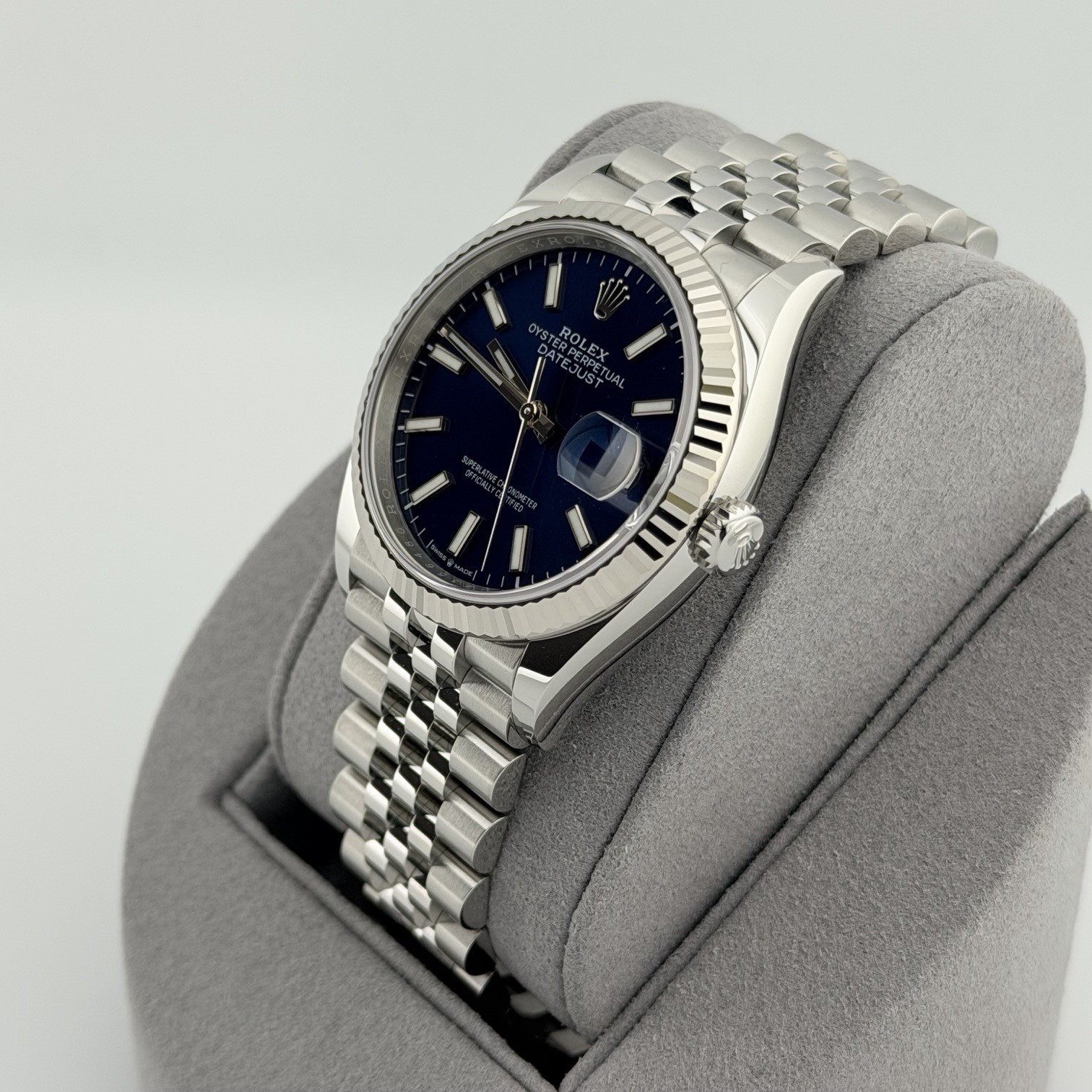 Rolex Datejust 36 126234 Blue Dial 36mm 18k Gold Steel Jubilee Box Paper