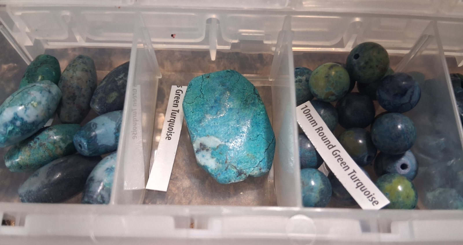 Turquoise/Howlite Stone Bead Lot Blue/Green/brown Polished. Western Style & Case