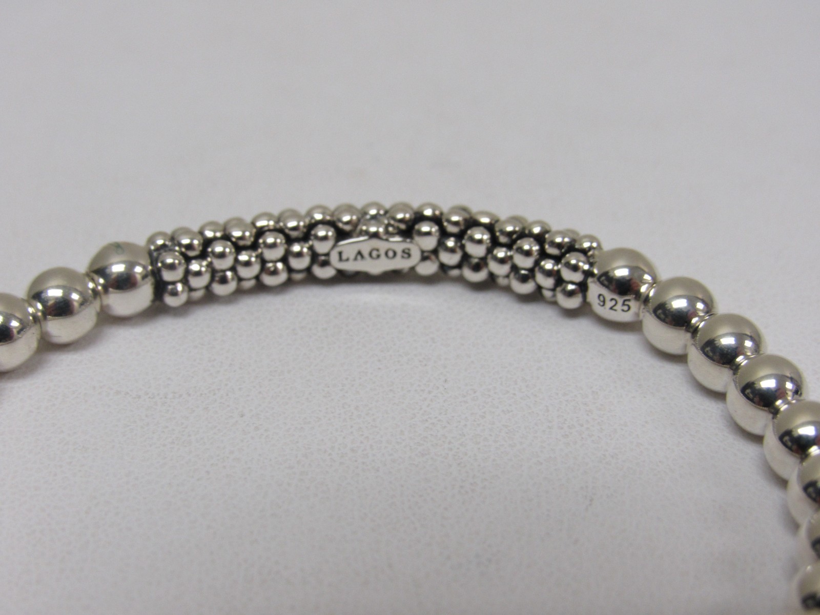 Designer LAGOS Sterling Silver Signature Caviar Stretch Bracelet