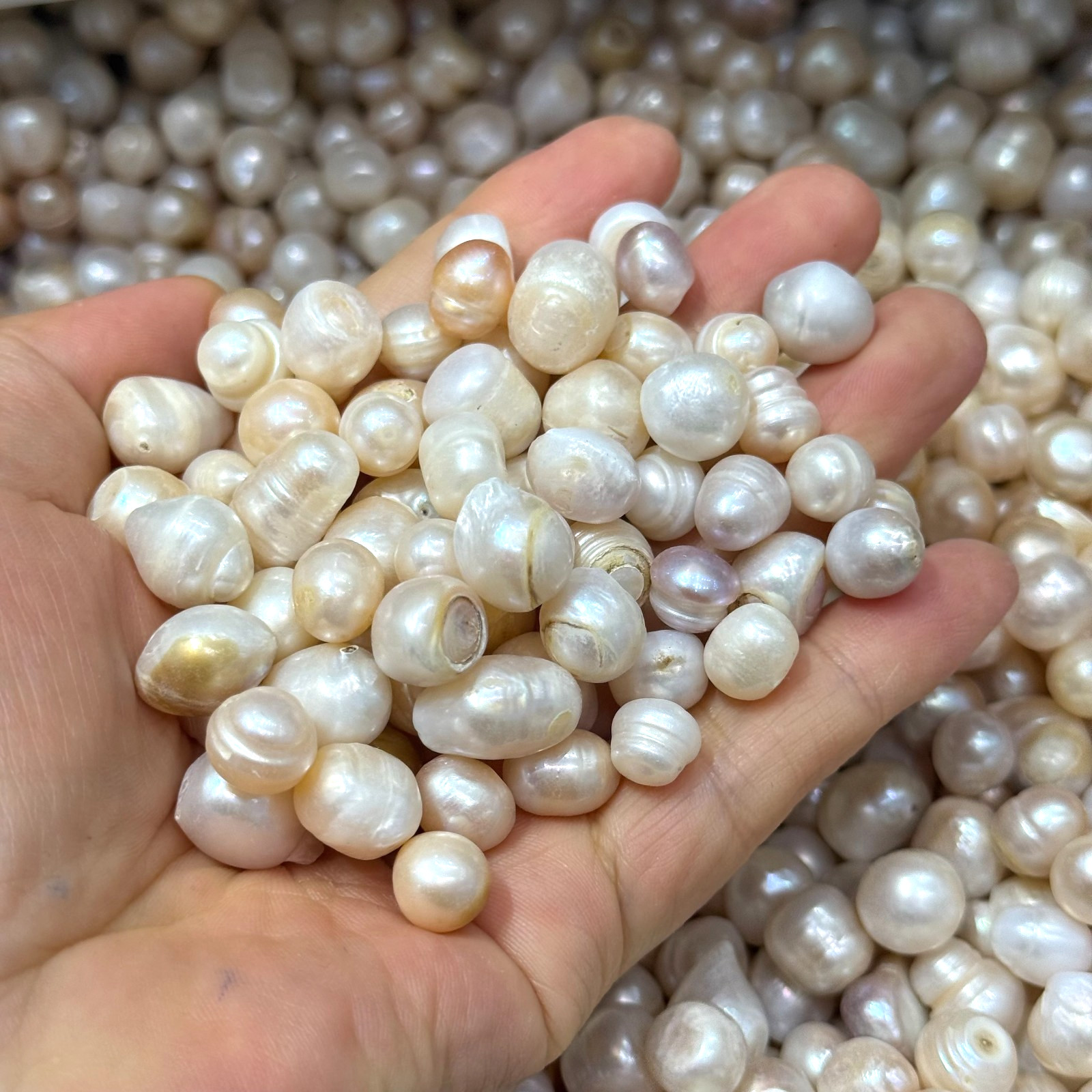 50g 35PCS 7-9mm Natural Cultured Pearl Loose Beads Baroque White Freshwater DIY