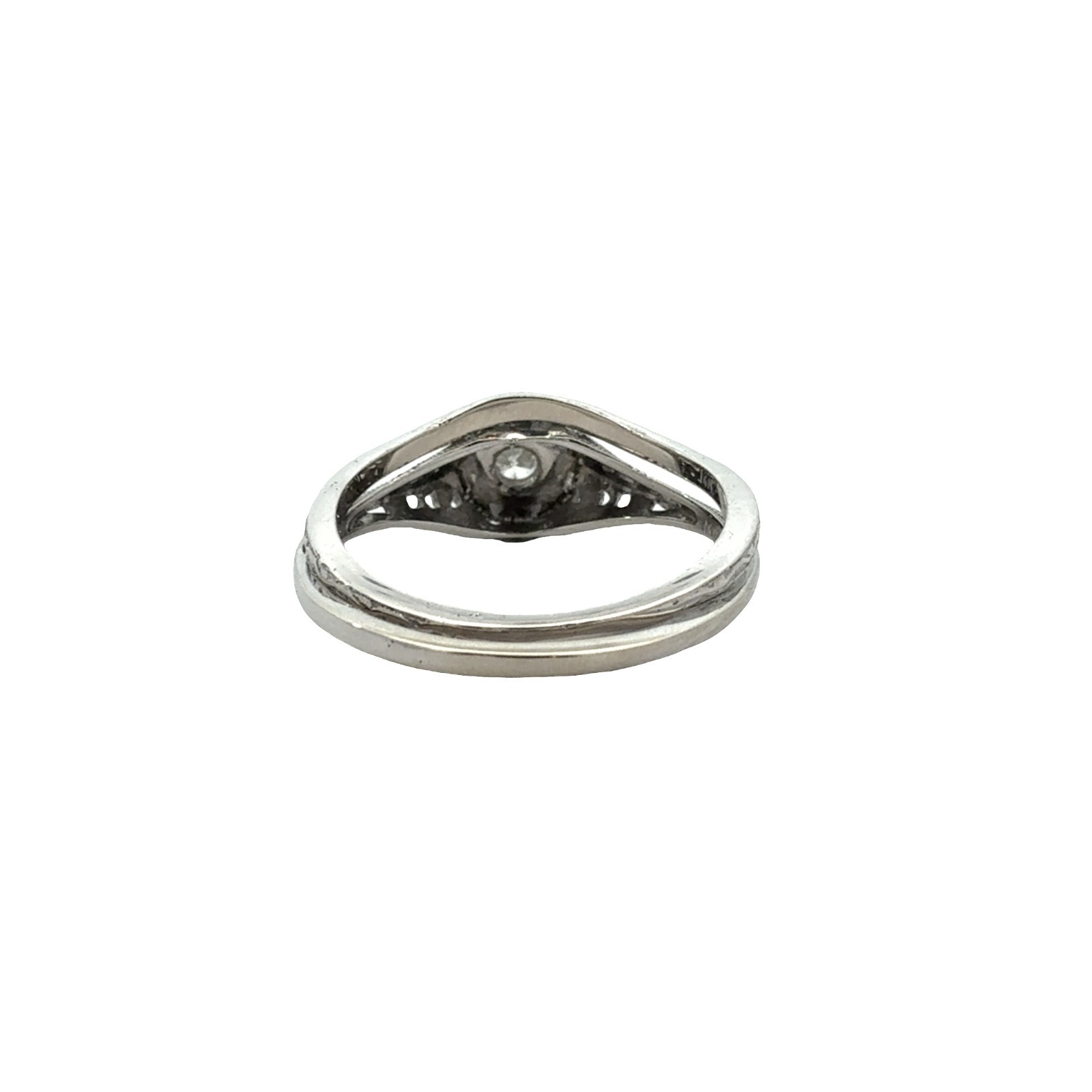 Vintage 14k White Gold 0.23ctw Diamond Engagement & Wedding Ring Set Size 5.5