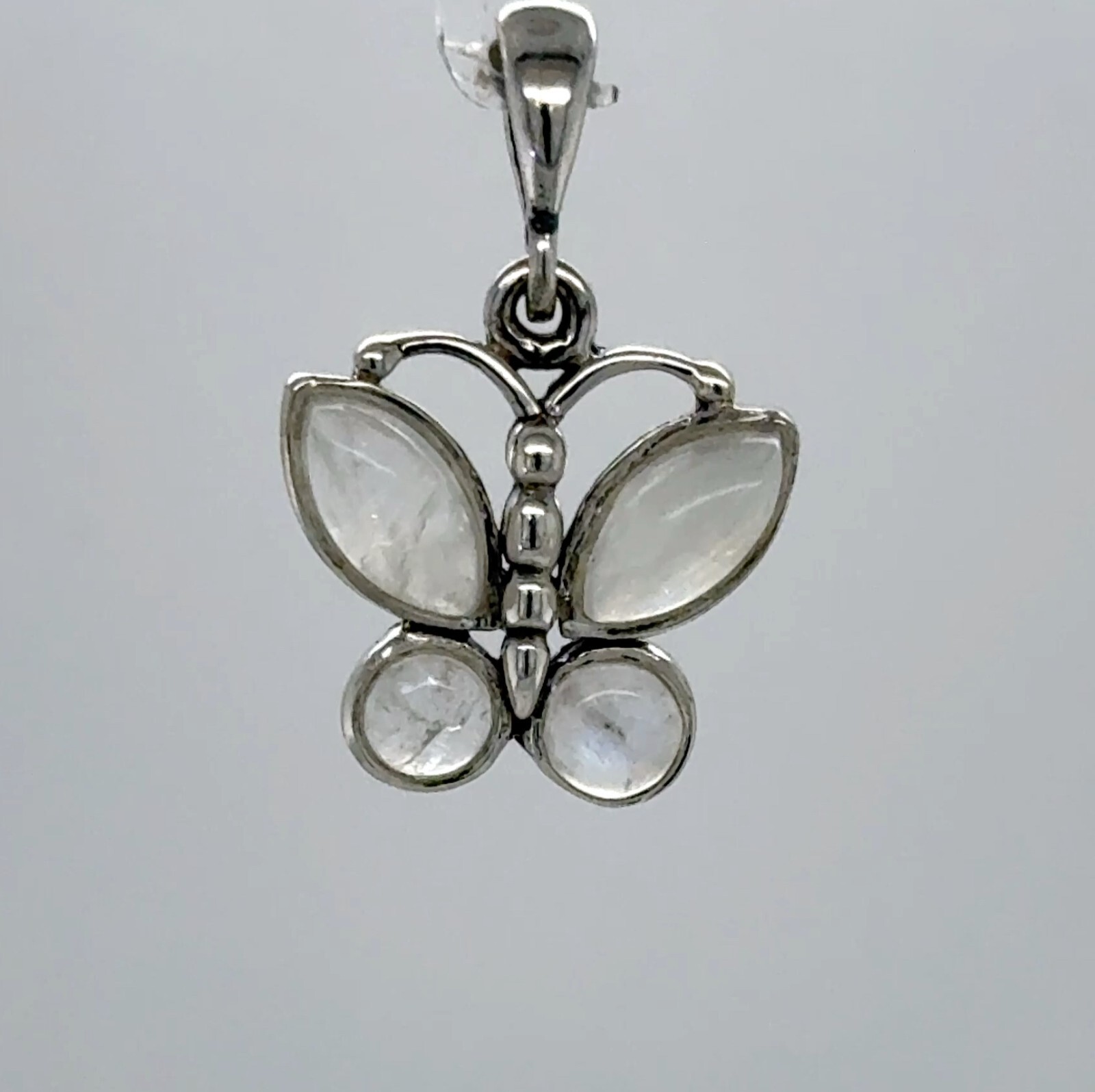 Rainbow MOONSTONE Butterfly Pendant Genuine Natural 925 STERLING SILVER #9e