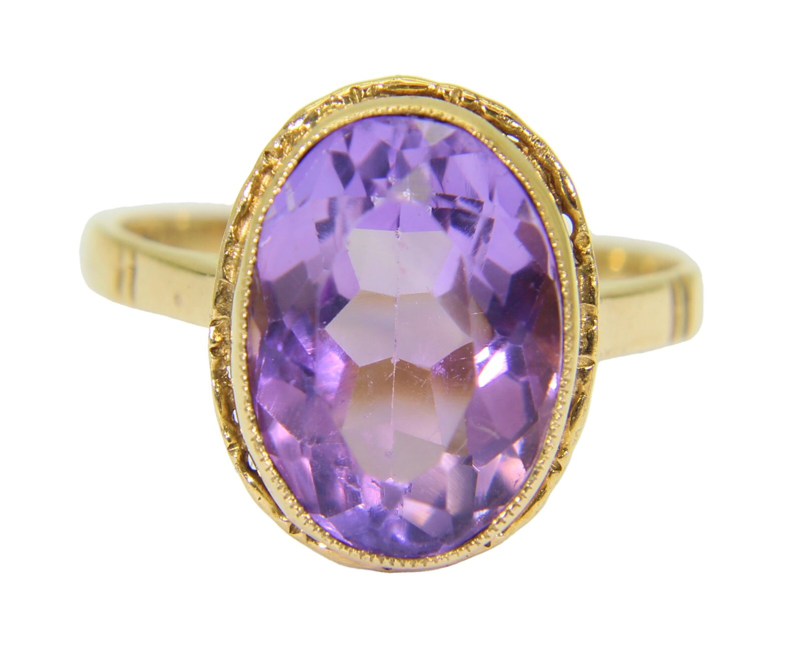 Vintage Amethyst 9ct Yellow Gold ring Q ~ US 8 1/4