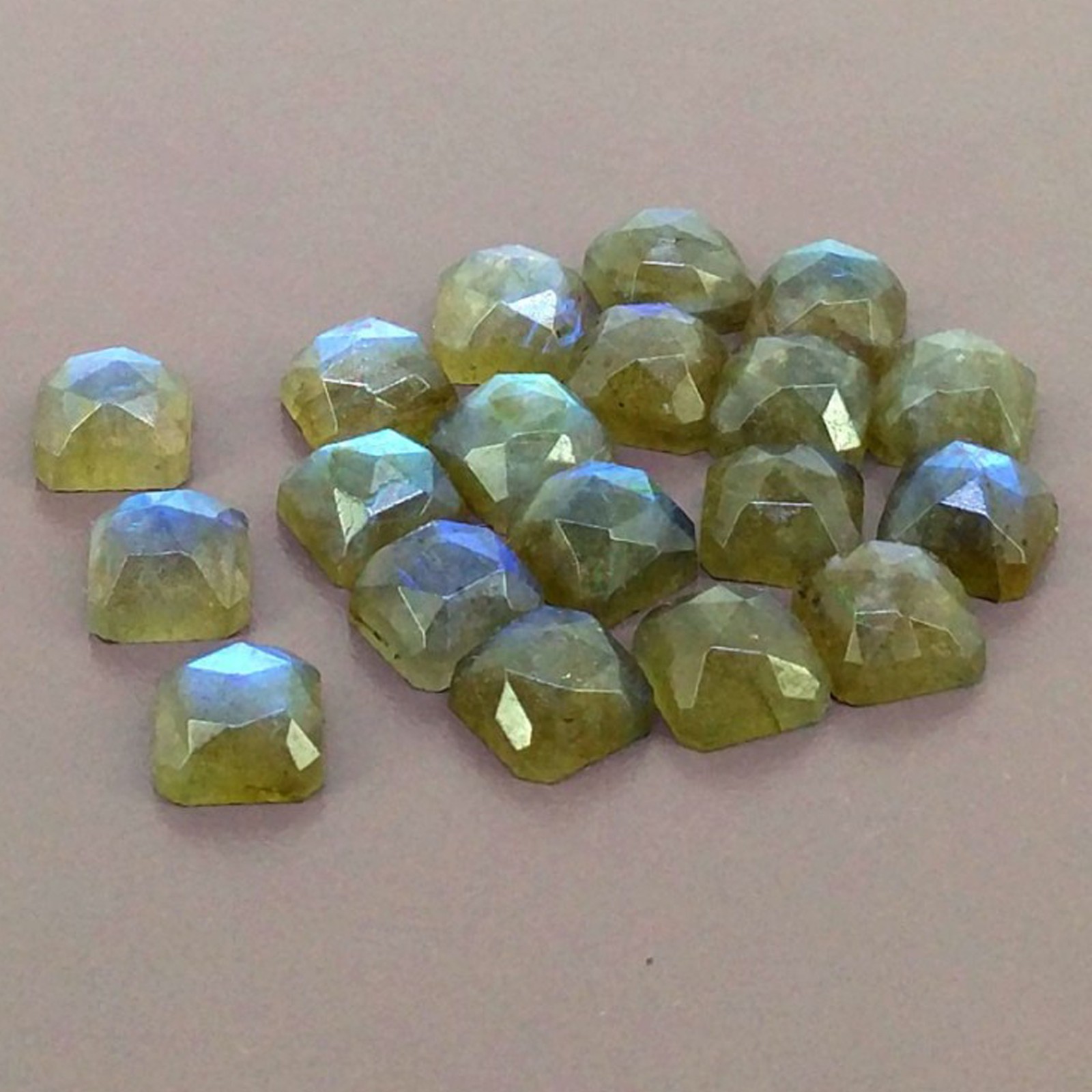 Natural Blue Labradorite Square Rose Cut 6mm To 15mm Loose Gemstone