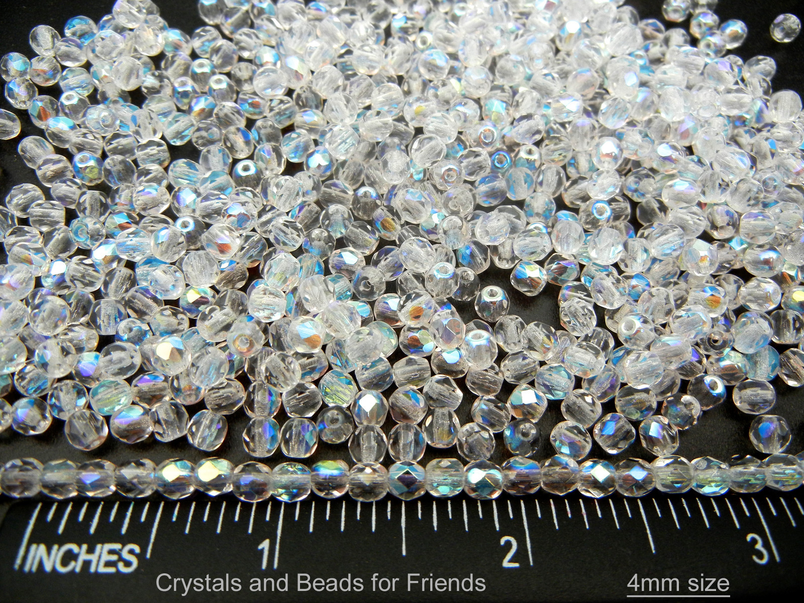 600 Preciosa Czech Glass Round Faceted Fire Polished Beads 4mm Crystal AB, loose