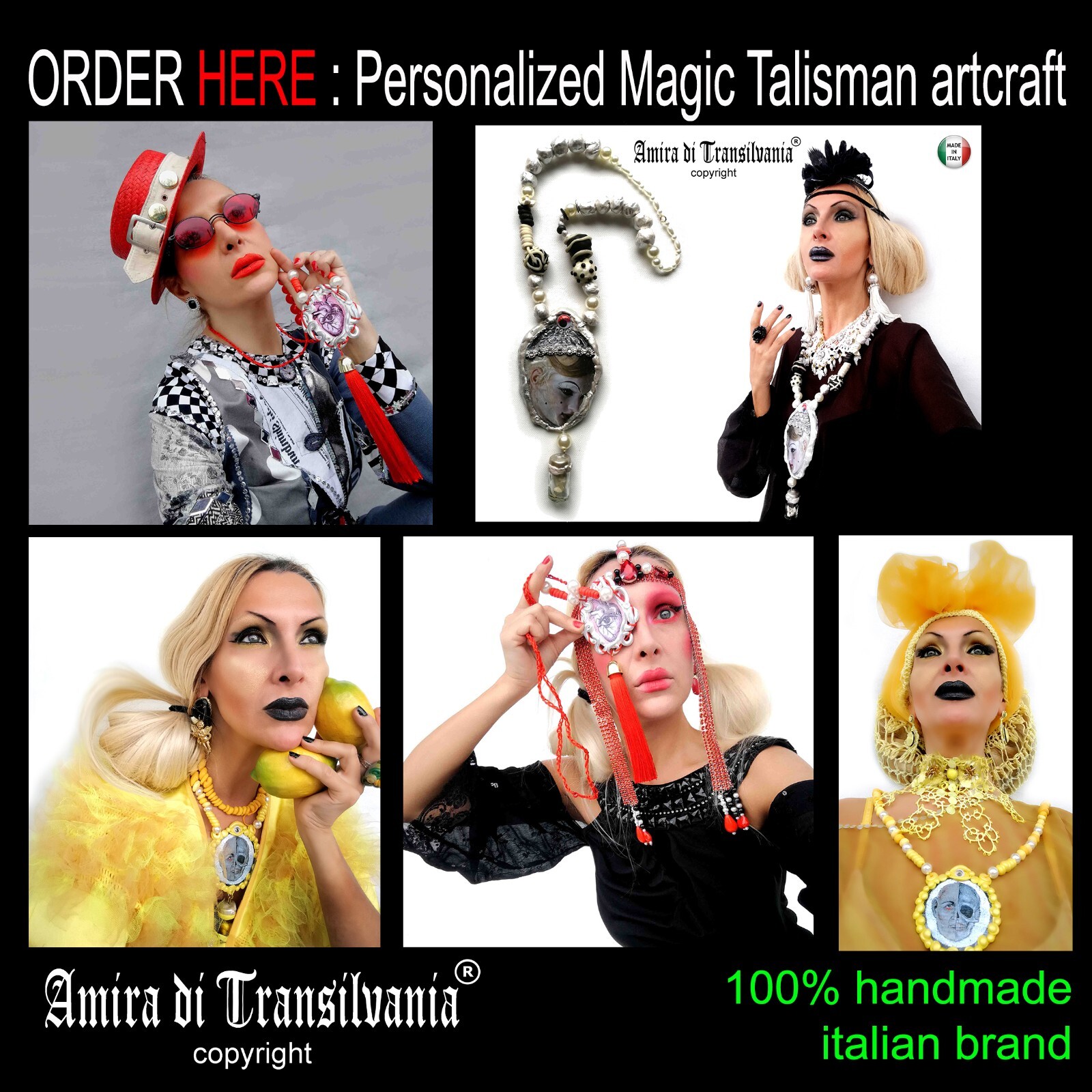 Black Magic Talisman Skull Bones Charm Amulet Dark Pendant Occult Symbol Voodoo