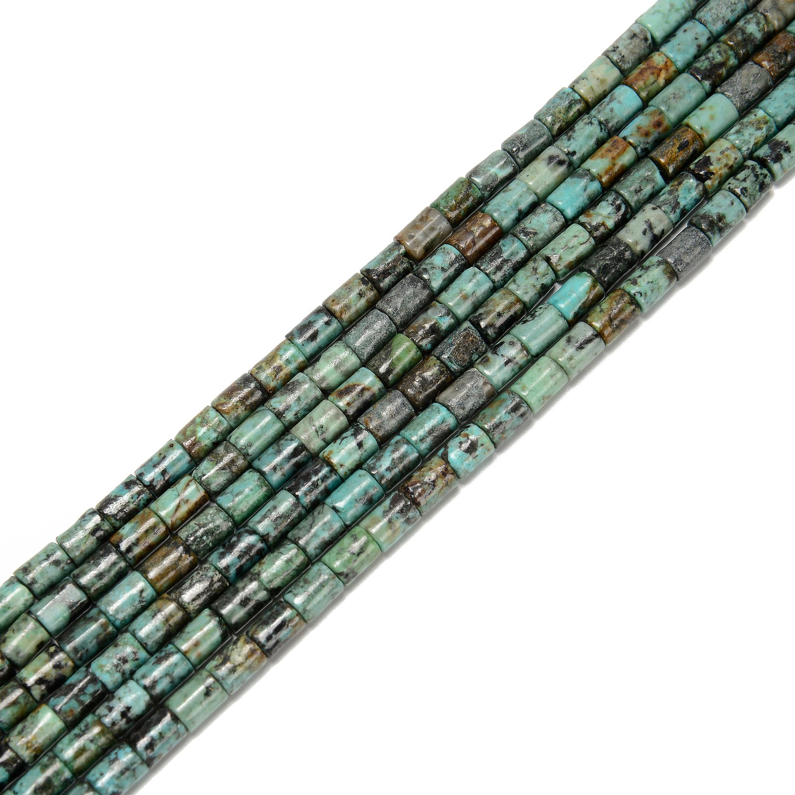 Natural African Turquoise Cylinder Tube Beads Size 6x8mm 15.5” Strand