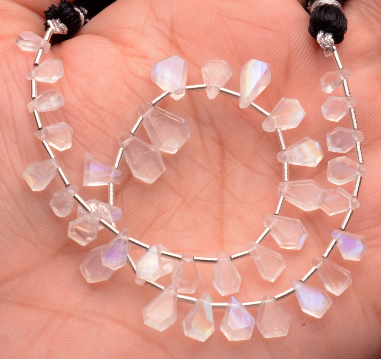 Blue Fire Rainbow Moonstone 5 to 9 mm Size Jewelry Making Beads 9″ Strand