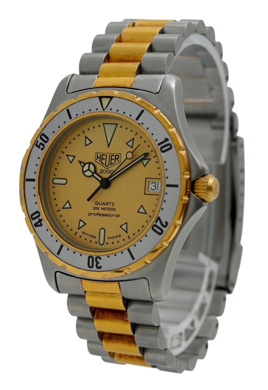 Heuer (Pre-Tag) 38mm Men’s Professional 2000 Series Two-Tone Watch Ref: 974.006!