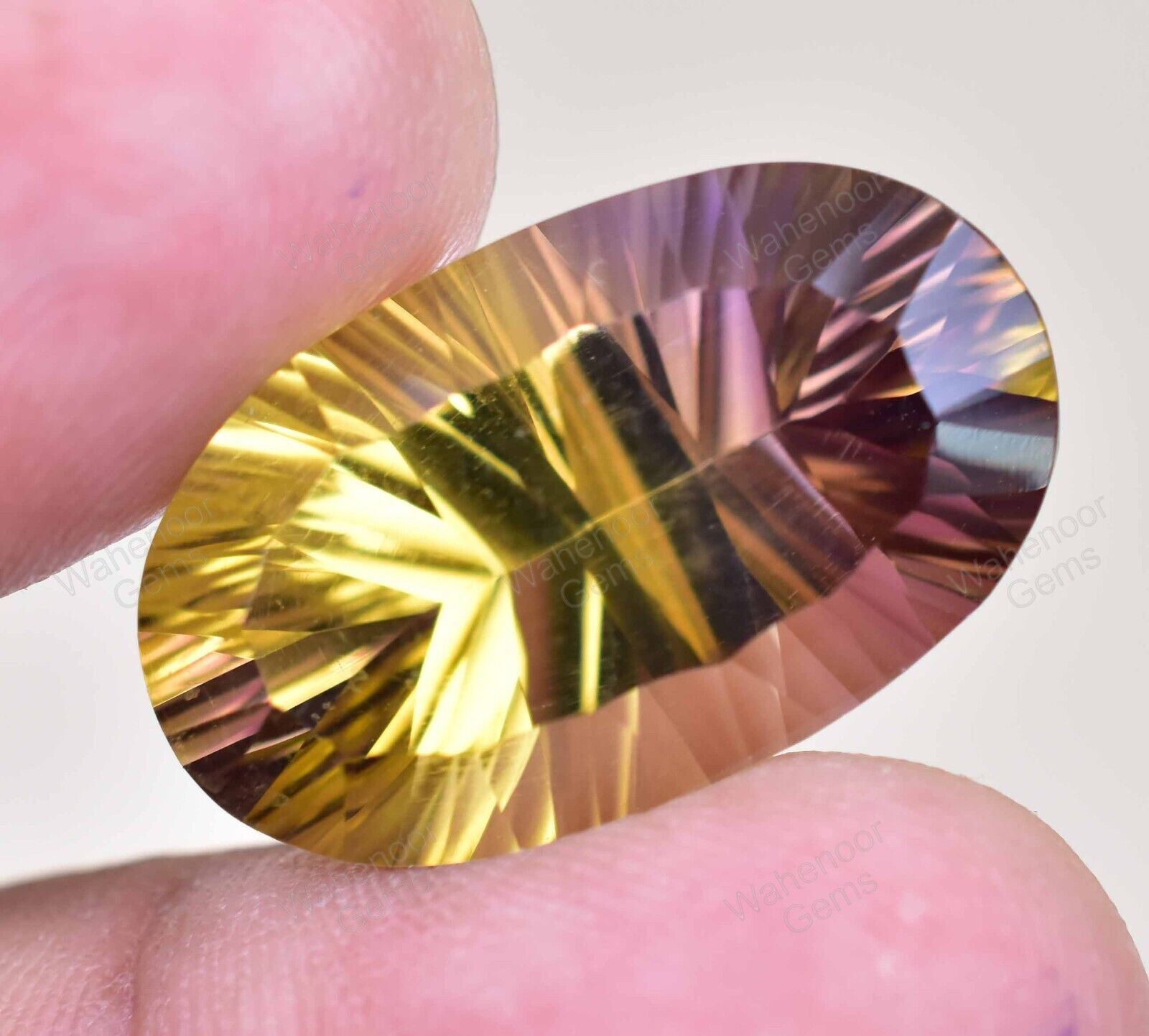 Flawless Natural Bi-Color Ametrine 19.60 Ct Oval Certified Untreated Gemstone