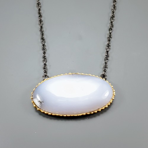 60 ct+ Natural Dendritic Jasper Necklace 925 Sterling Silver 17.75″/N28637