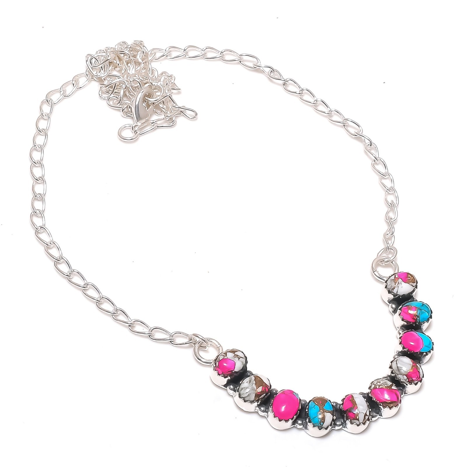 Cotton Candy Turquoise Gemstone Handmade 925 Sterling Silver Necklace Jewelry