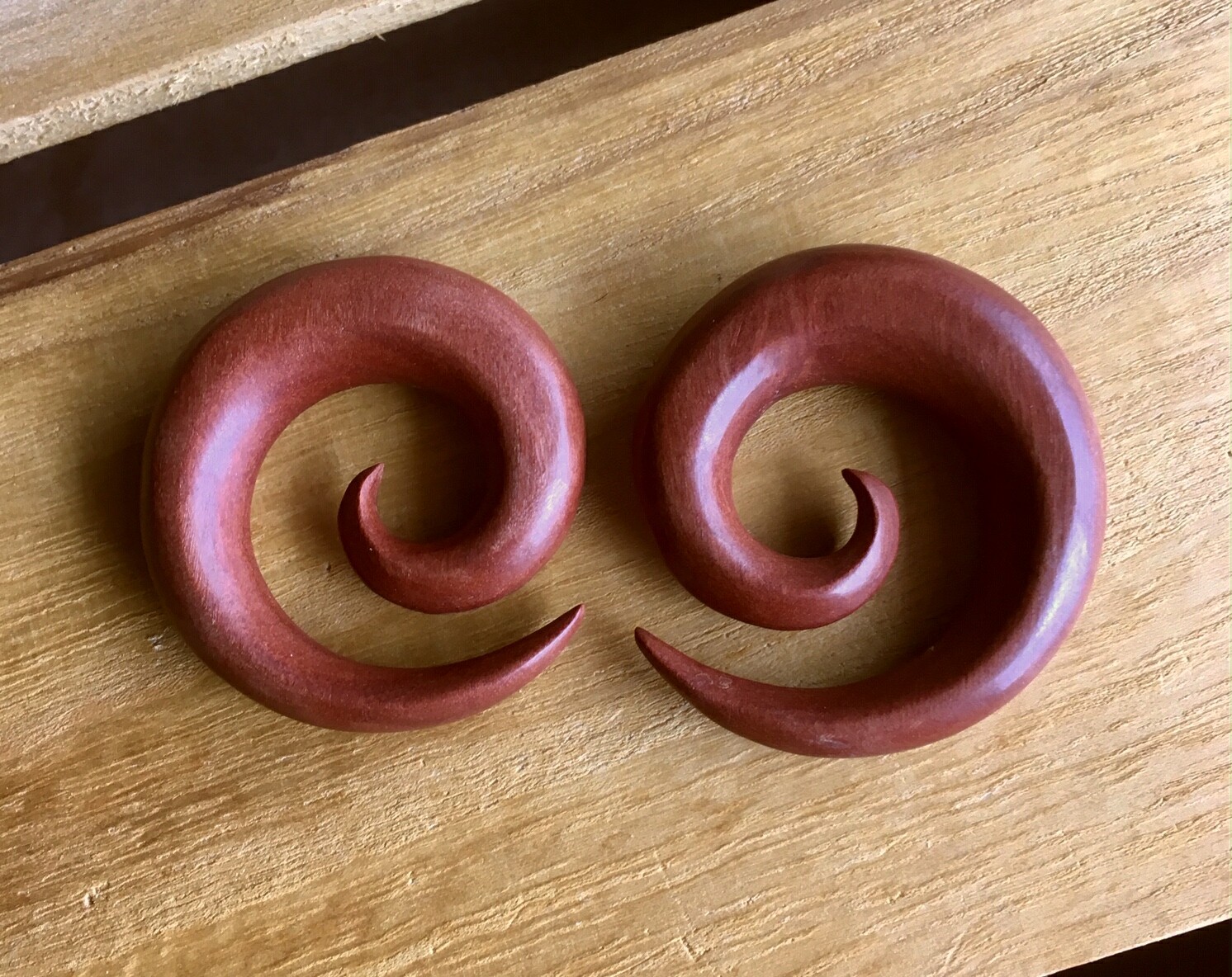 PAIR Sawo Wood Spiral Tapers Organic Plugs Tunnels Earlets Gauges