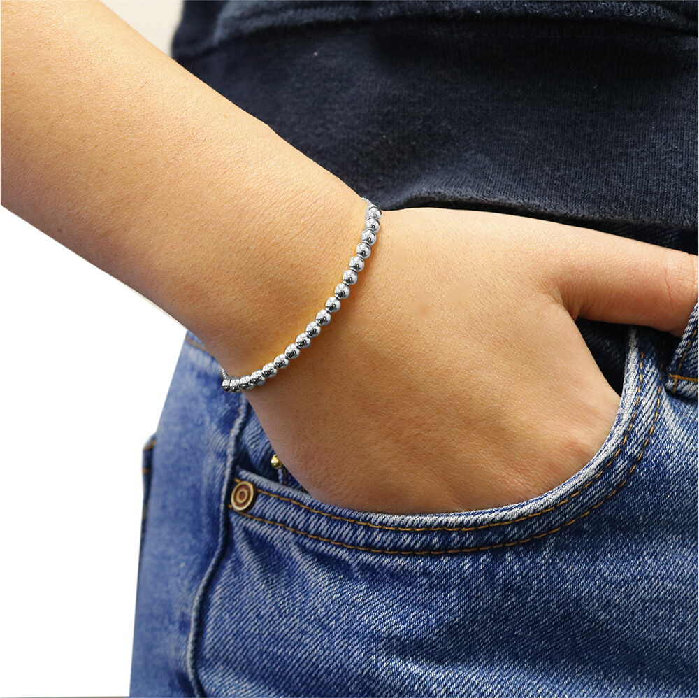 925 Sterling Silver Adjustable Bolo Bead Elegant Bracelet Jewelry Gift for Women