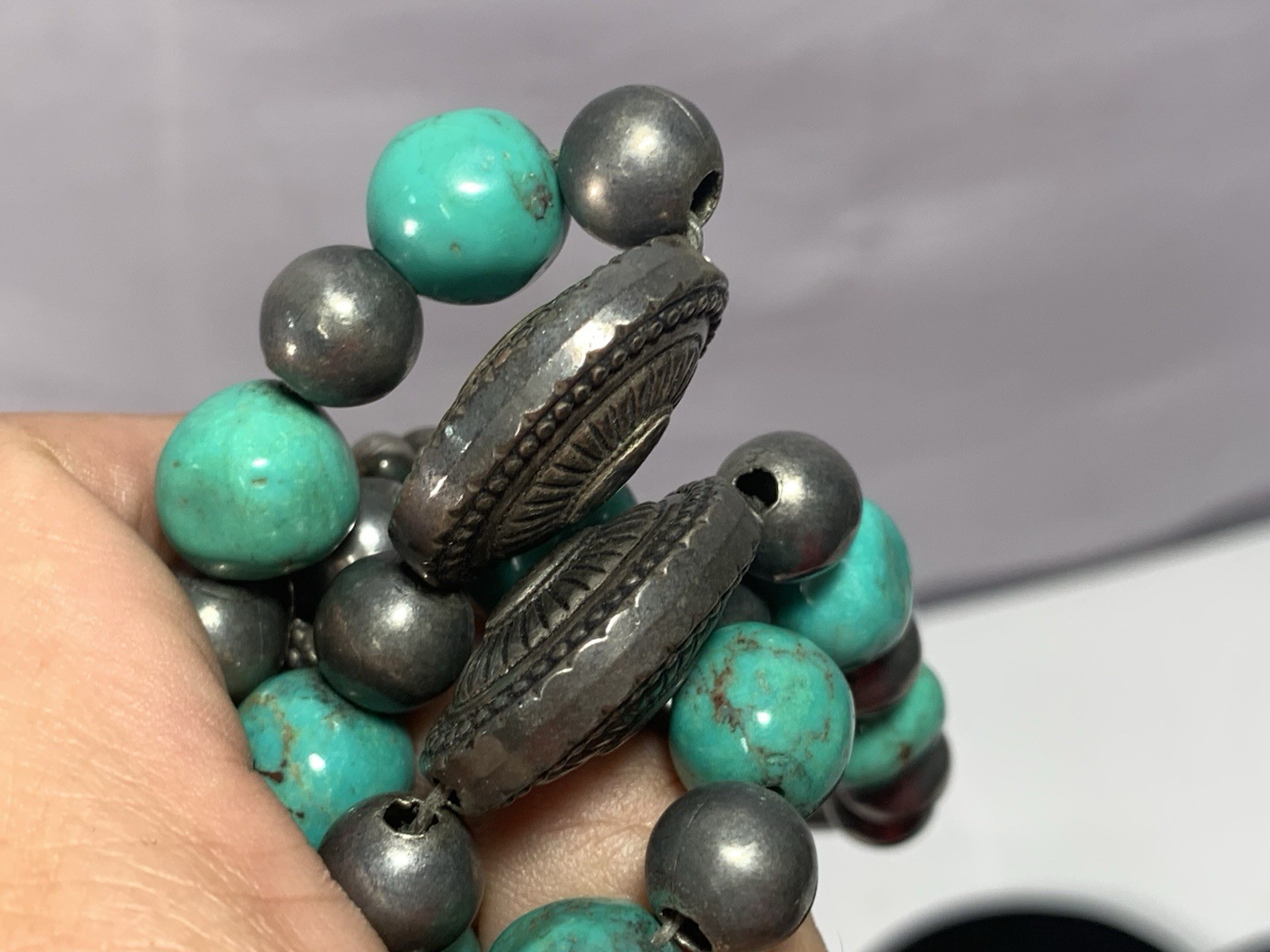 Use Silver Plate And Turquoise Beads Necklace