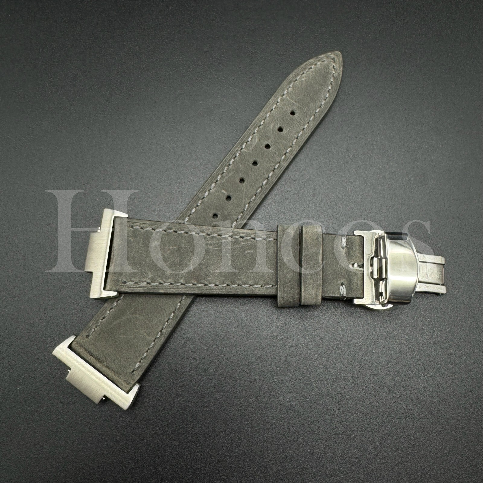 Vintage Leather Watch Band Strap Fits Tissot PRX Adapter Clasp Quick Release GRY