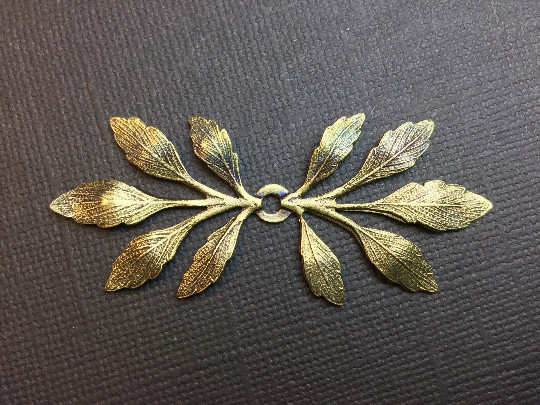 31823 – Double End Frond Leaf Jewelry Finding Brass Ox
