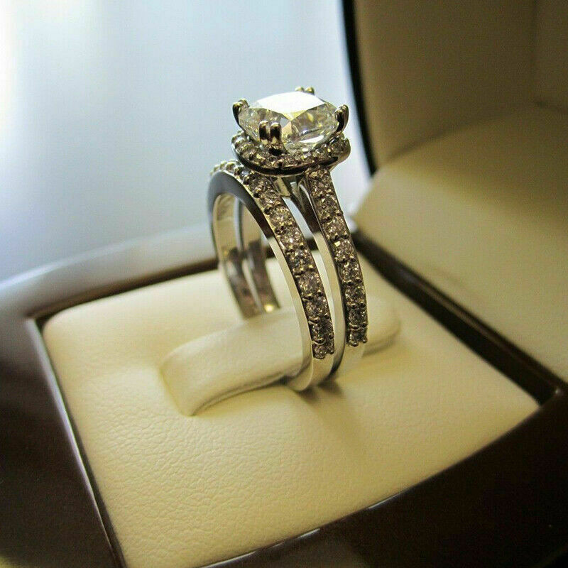 2.76 TCW Cushion Cut Moissanite Bridal Engagement Ring In 14k White Gold Plated