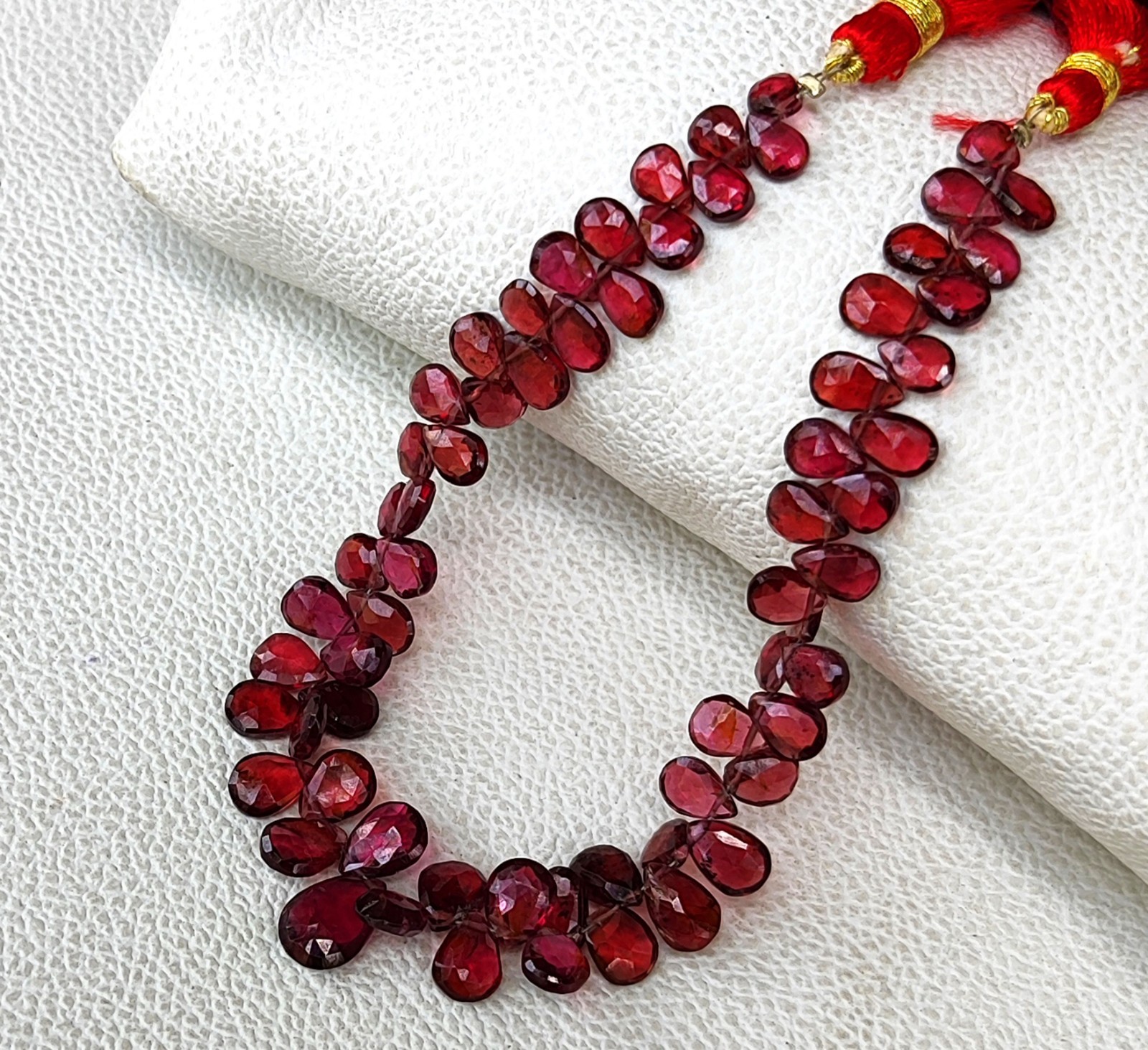 Red Mozambique Garnet Faceted Pear Briolette Beads 7×5 to 11×8 mm 8″ Gem Strand