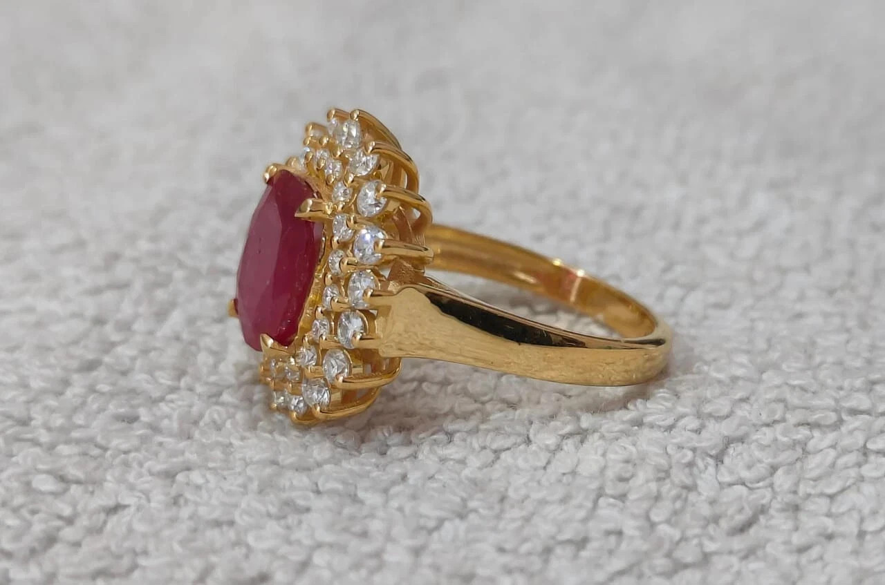 IGL Certified 2.80 Ct Natural Ruby & Diamond Wedding Gift Ring 14K Yellow Gold 7