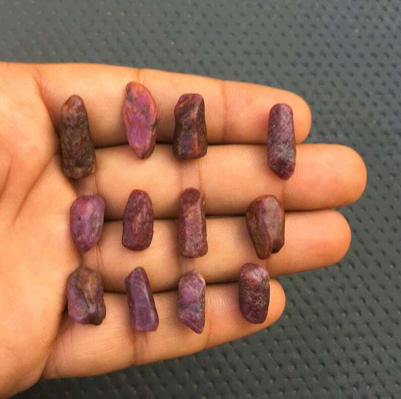 Unique 10 Pieces Untreated Natural Ruby Pencil Shape Rough Gemstone 6×10-9×20 MM