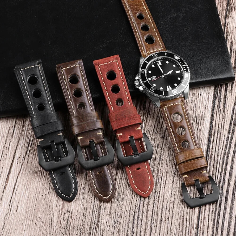 New Correa De Reloj De Piel De Vaca Pulsera De Cuero Genuino De 20mm 22mm Y 24mm