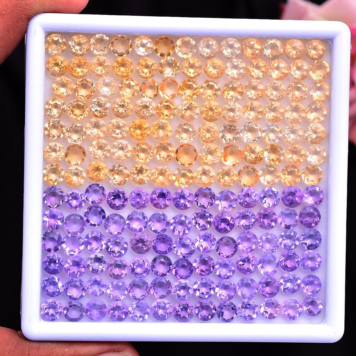 VVS 10 Pcs Natural Citrine & Amethyst 6mm Round Cut Untreated Loose Gemstones