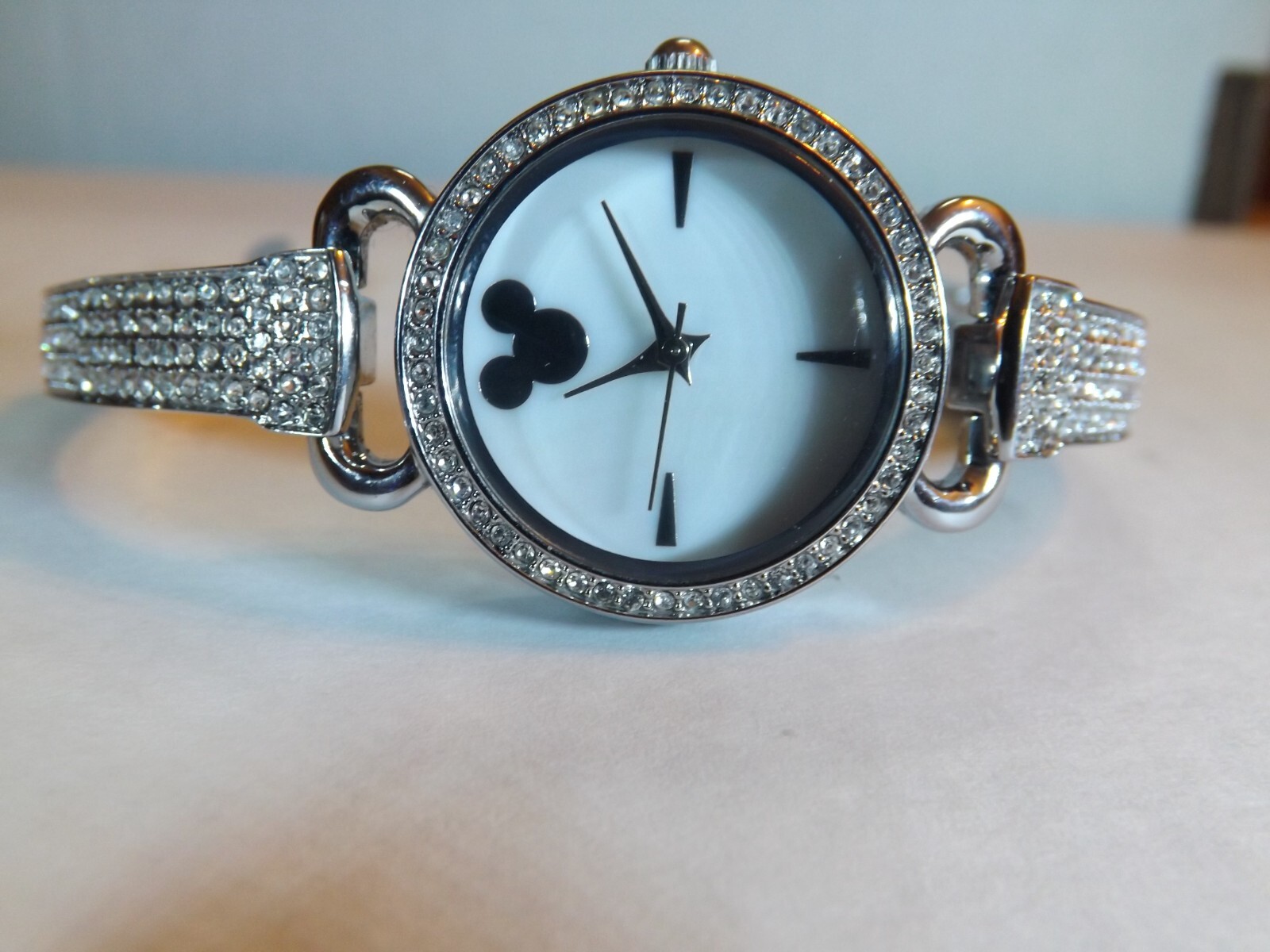 Disney Parks Womens Mickey Mouse Watch -Sparkling Crystals-Two Bonus Bangles-New